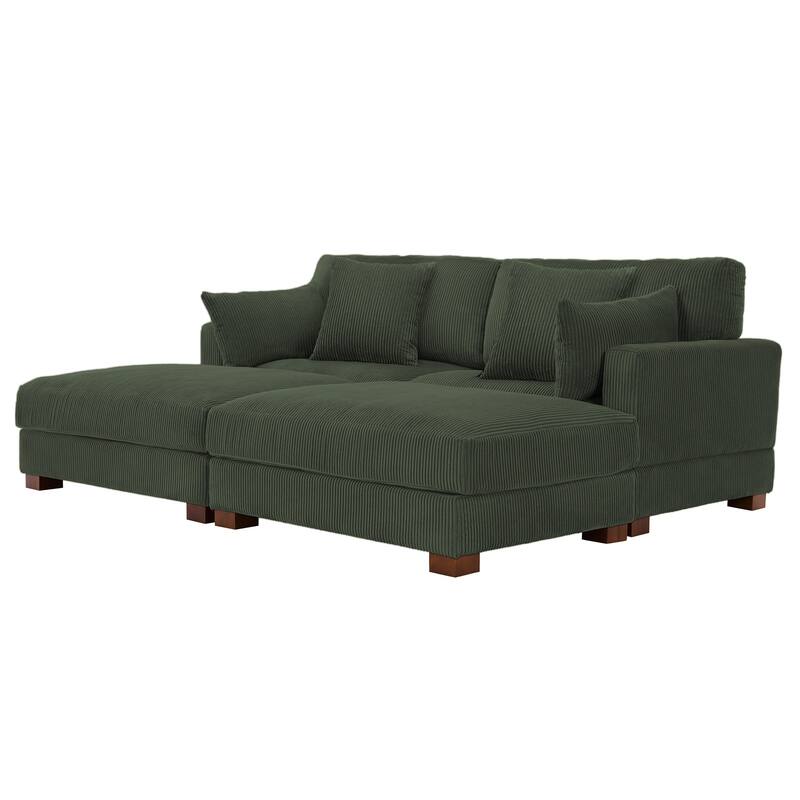 Corduroy Modular Sectional Sofa Deep Seat Corner Sofas & Ottomans