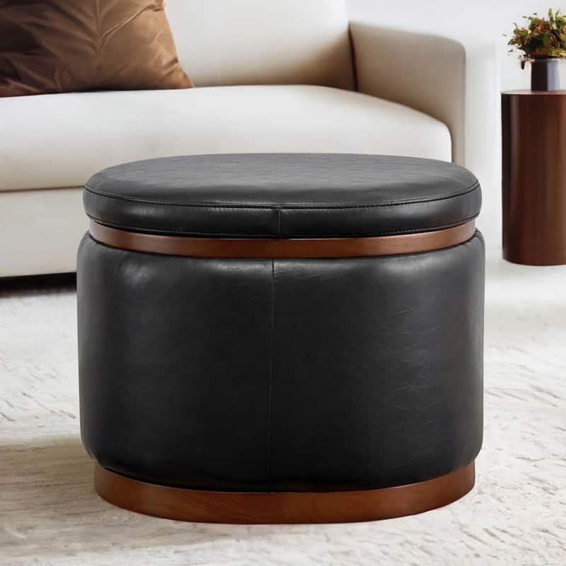 Spruce & Spring Barlow Storage Ottoman Oval Footrest for Living Room