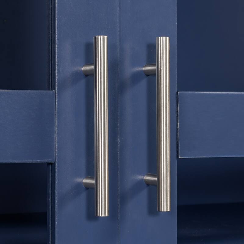 Pantry Cabinet with Glass Door, 2 Shelves & 4 Built-in Drawers, Kitchen Pantry Storage Cabinet, Freestanding Kitchen Cupboard