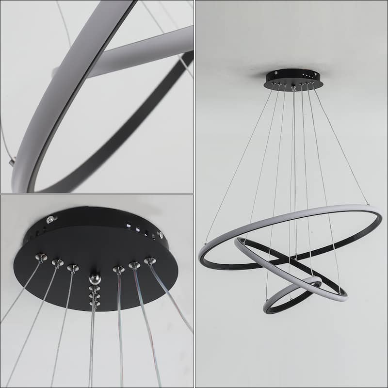 LED Tiered Linear Design Pendant Light, Classic Semi Flush Mount Chandelier for Dining Room Living Room Bedroom Kitchen - 1