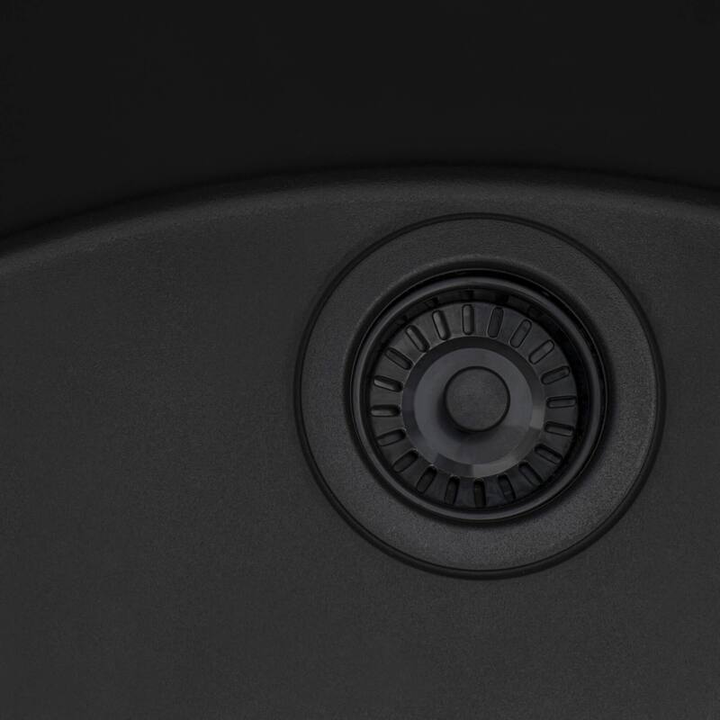 Ruvati 15 x 17 inch Granite Composite Undermount Bar Prep Sink - Midnight Black - RVG2016BK