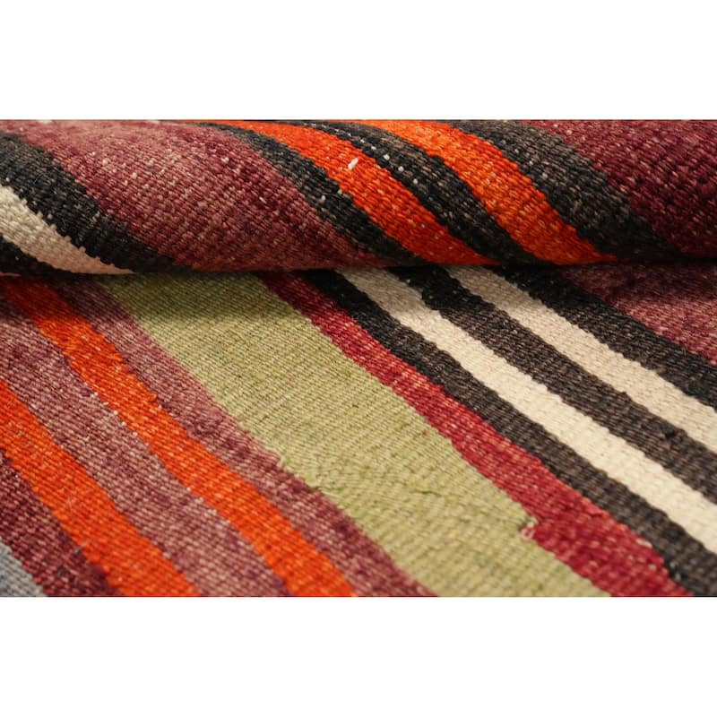 Hand Woven Oriental 100% Wool Carpet Southwestern Geometric Multi-Colored Kilim Area Rug - 9' 0'' X 5' 4''