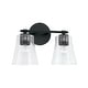 preview thumbnail 5 of 10, Baker 2-light Bath/ Vanity Fixture w/ Clear Seeded Glass Matte Black