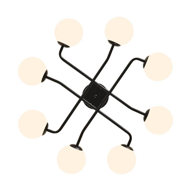 Retro - Modern Sputnik 8 - Light Semi - Flush Ceiling Light with Frosted Glass Spheres