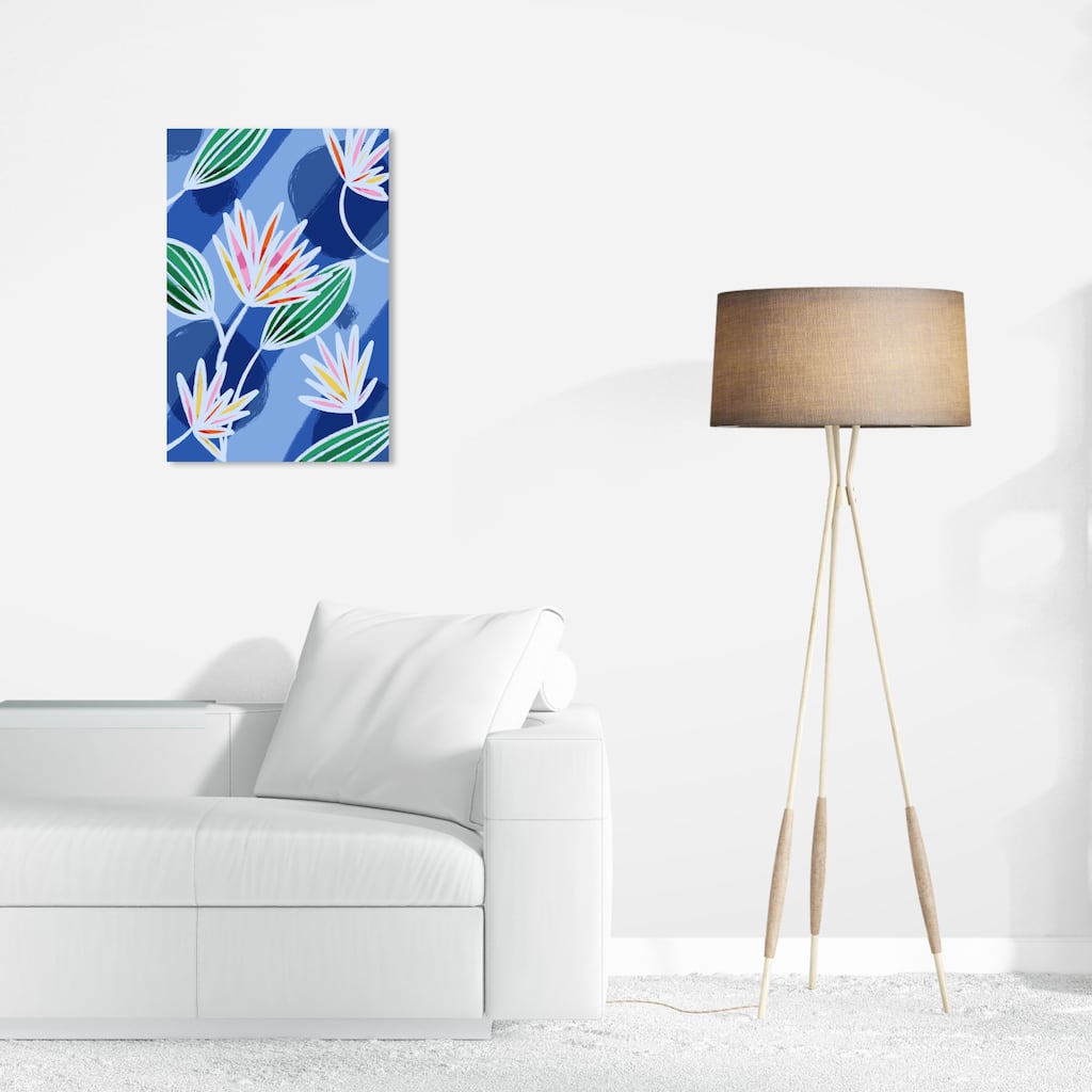 Wynwood Studio Canvas Floral and Botanical Water Flora Blue and Modern & Contemporary Wall Art Canvas Print
