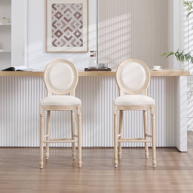 Dining Chairs Set of 2, Upholstered Chairs with Round Back, Wire Drawing and Carving Techniques,Disassemblable