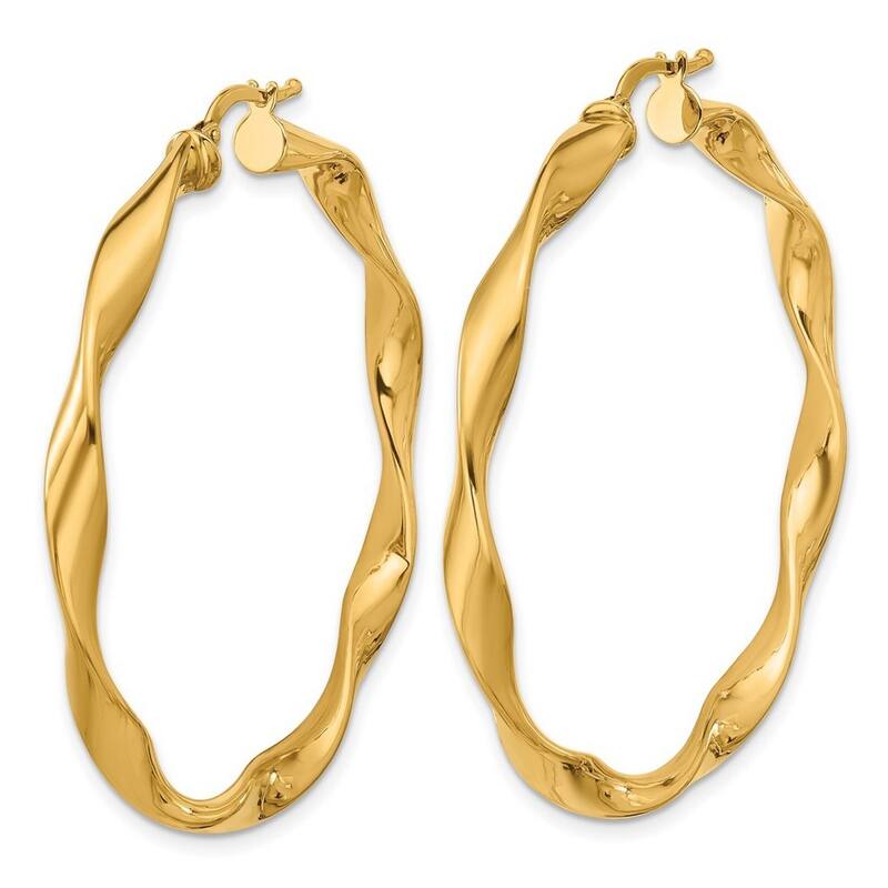 Curata 14k Yellow Gold 47.8x47.5mm Large Twisted Hoop Earrings