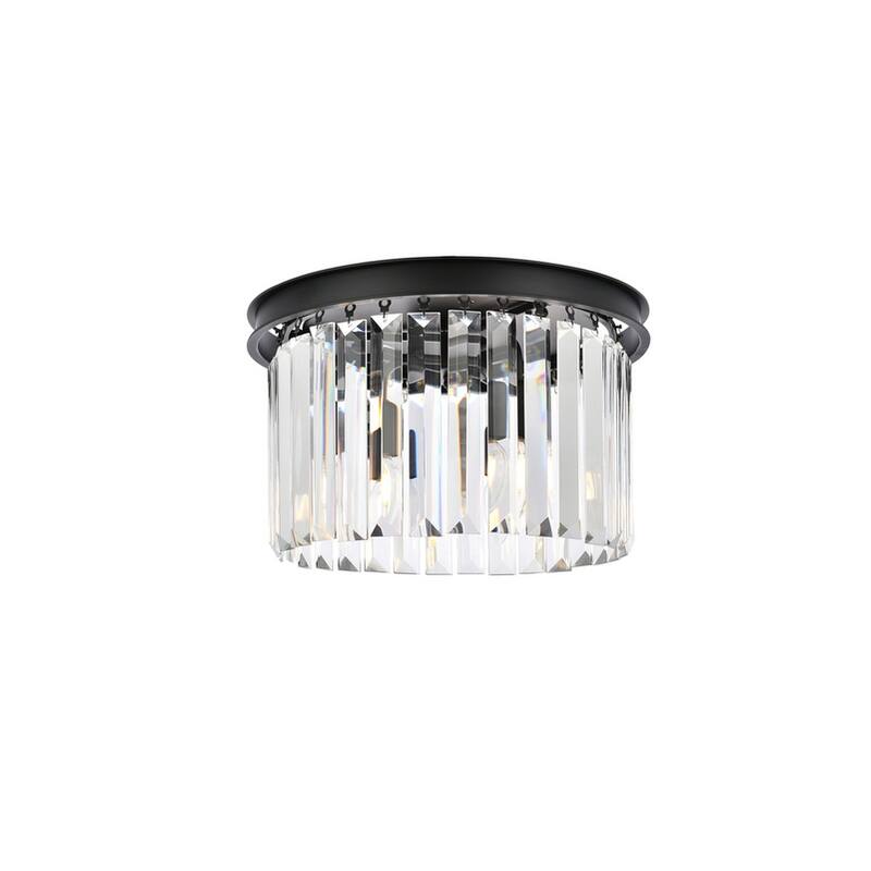 Royce Edge 3-Light Matte Black Flush Mount - matte black (royal cut clear crystals)