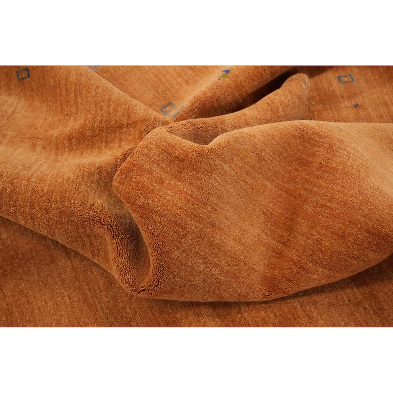Hand Knotted Oriental 100% Wool Carpet Tribal Animal Pictorial Oranges & Rust Gabbeh Area Rug - 8' 0'' X 7' 8''