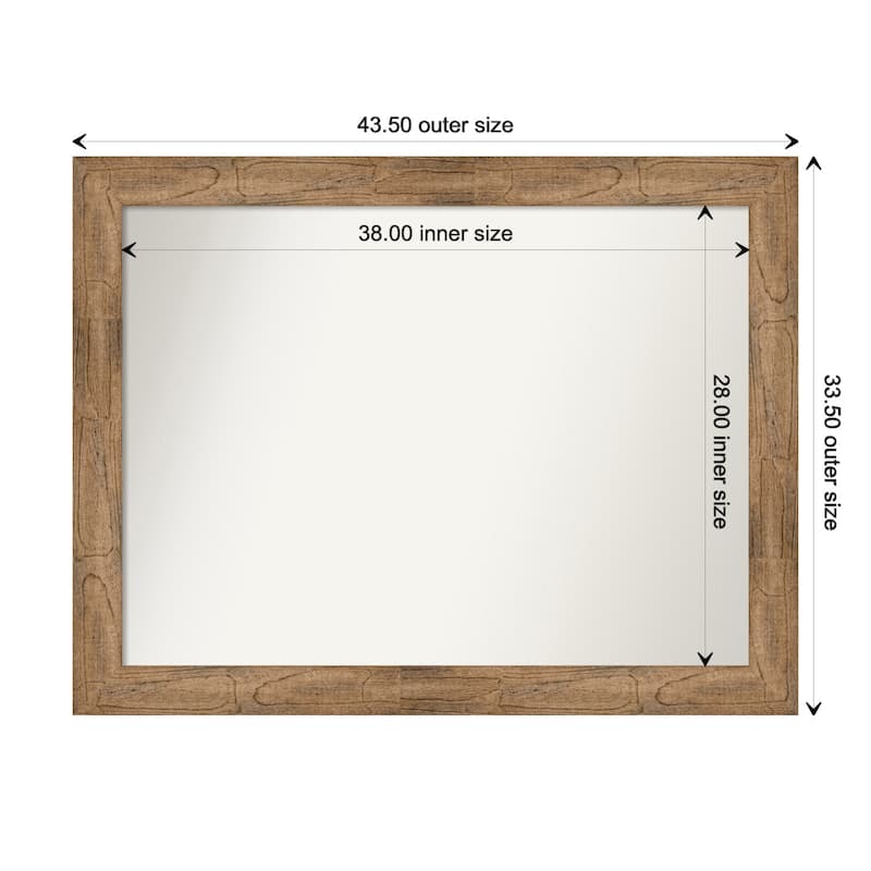 Owl Brown Framed Non-Beveled Custom Wall Mirror, Bathroom Vanity Mirror - Outer Size: 43.5 x 33.5