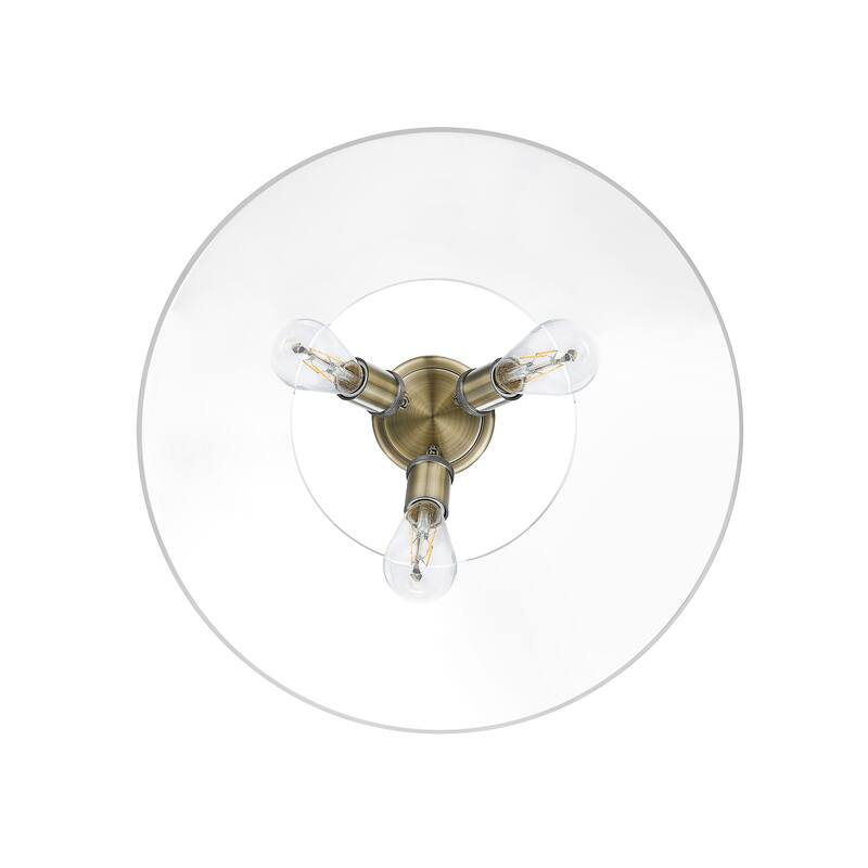 Yep by Golden Lighting Orwell 3-light Flush Mount in Aged Brass and Clear Glass - Gold