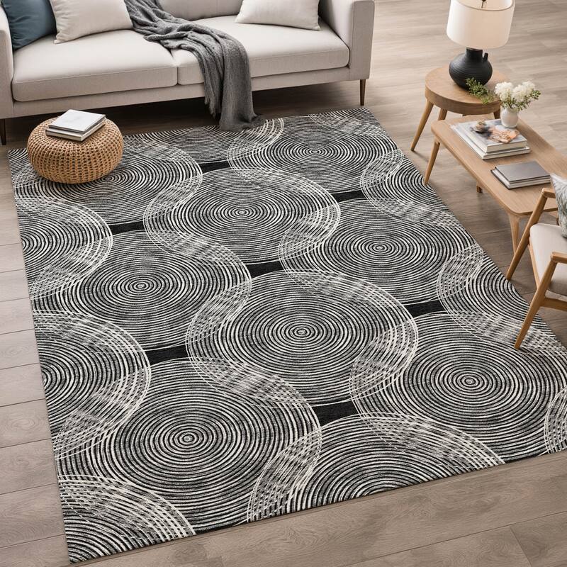 Machine Washable Indoor/ Outdoor Modern Pune Chantille Rug