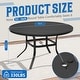 preview thumbnail 3 of 3, 53Inch Round Outdoor Dining Table for 6, Patio Black Steel Slat Table with 1.57" Umbrella Hole