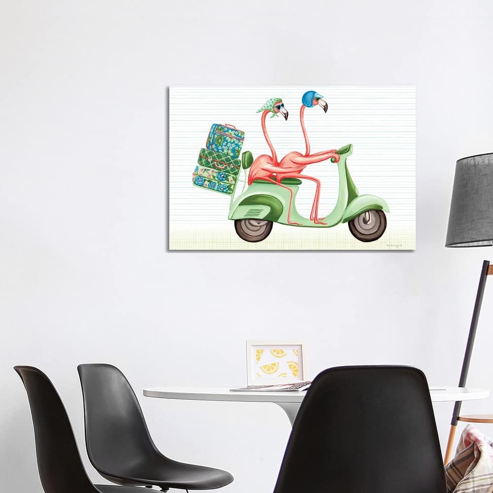 iCanvas "Flamingos Vespa" by Amelie Legault Canvas Print