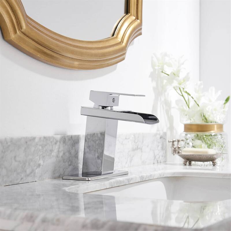 Waterfall Bathroom Sink Faucet Single Handle Bathroom Faucets One Holes Modern Basin Vanity Mixer Taps With Valve