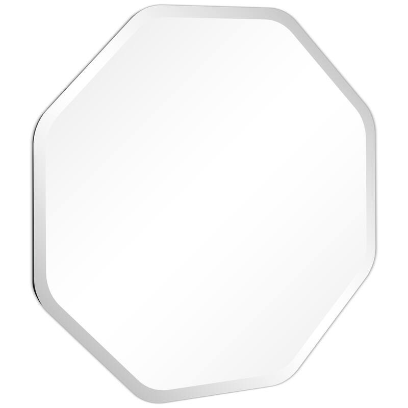 Frameless Beveled Octagonal Black Matte Finished Wall Mirror - 28" x 28" x 0.6"