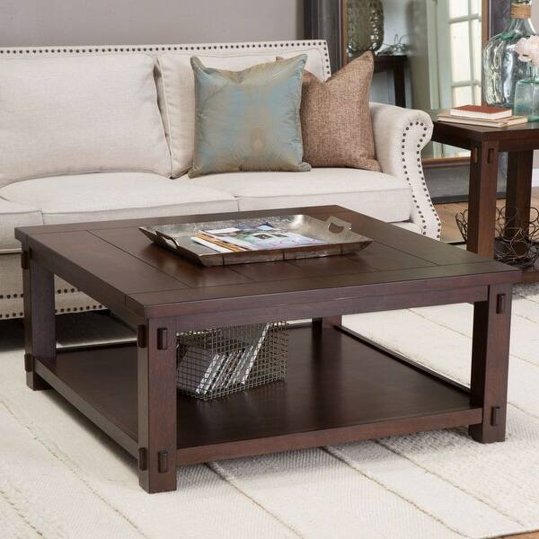 Square Wood Coffee Table In Espresso Finish Pictured On Sale Overstock 29819050