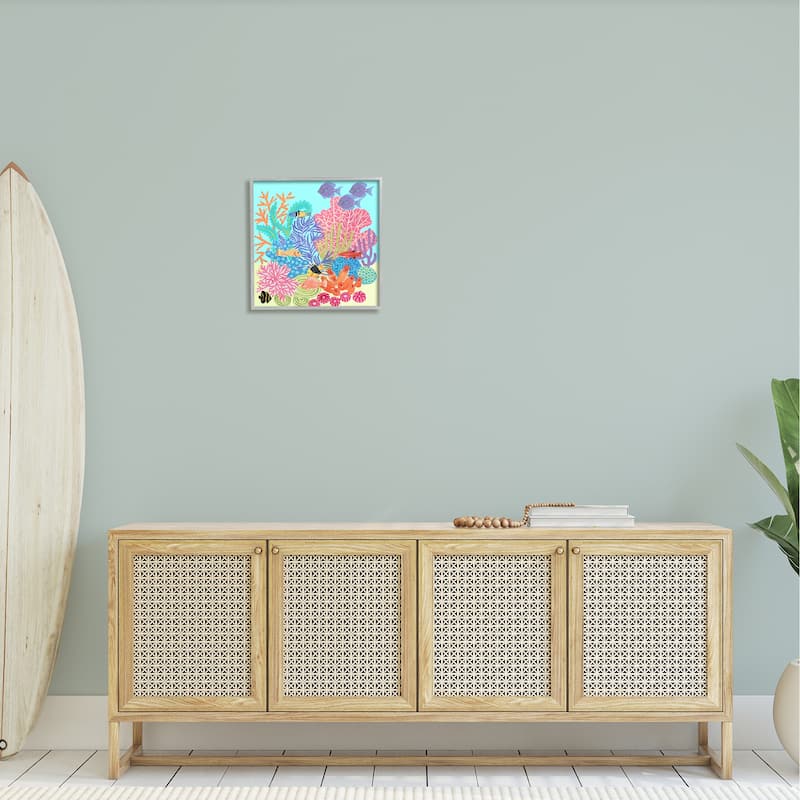 Stupell Bold Coral Reef Underwater Patterned Fish Shapes Framed Wall Art, Design by unknown