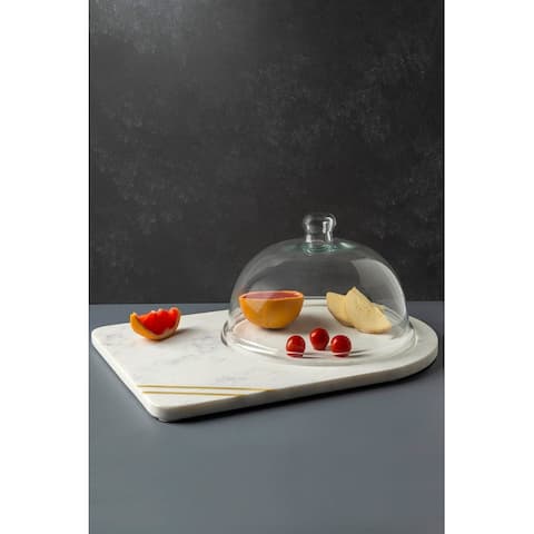 GAURI KOHLI Bavaria Marble Cheese Board with Glass Cloche