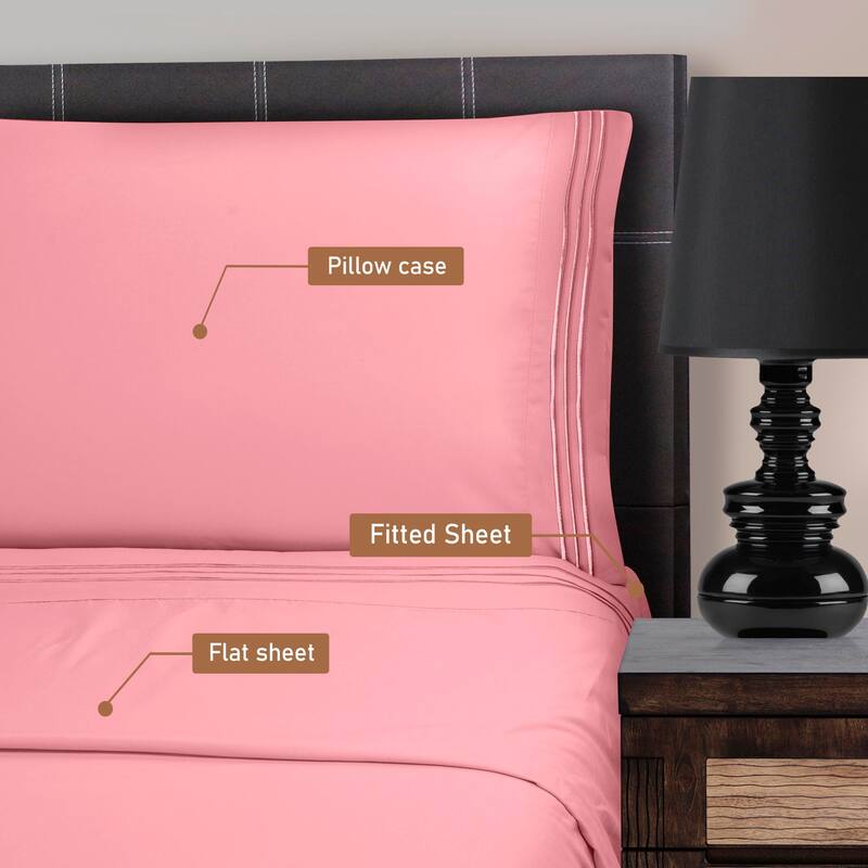 Superior Wrinkle-resistant Embroidered Microfiber Deep Sheet Set