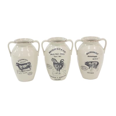 Porcelain Ceramic Vase - Set of 3 White - Roche River Decor