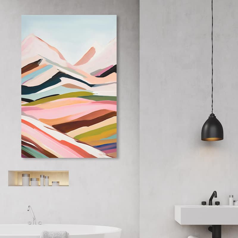 Wynwood Studio Abstract Colorful Pastel Territory Pink and Pastel Pink Modern & Contemporary Wall Art Canvas Print - 45 x 30