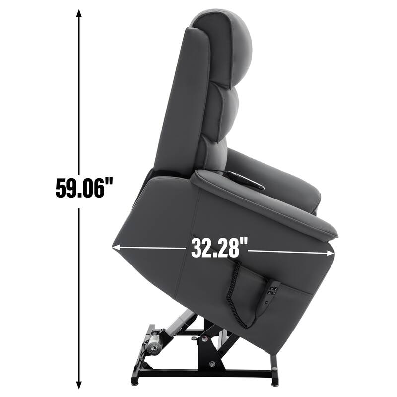 Dual Motor Power Lift Recliner Chair for Elderly, Leatheraire Lay Flat Lift Recliner Chair with Power-Remote, Heat and Massage