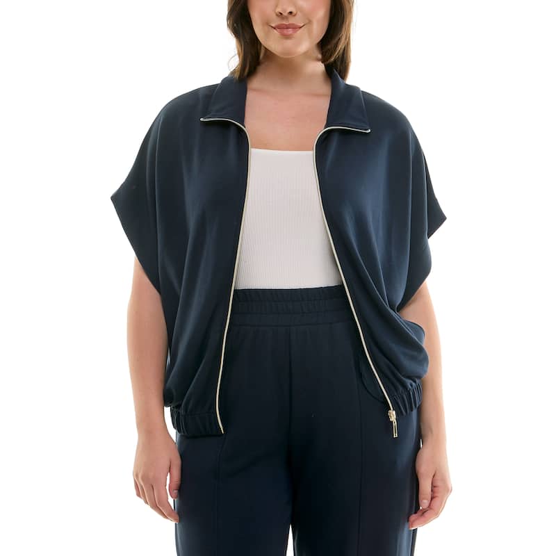 Nanette Lepore Short Sleeve Zippered Dolman Sweater