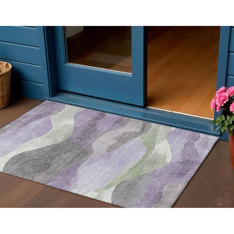 HomeRoots Abstract Transitional Rectangle Outdoor Rug - 3' x 5'