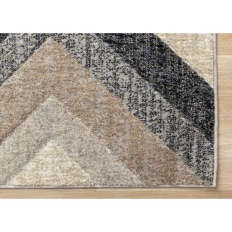 Caro Collection - Recycled Polyester Diamond Cream Grey Area Rug