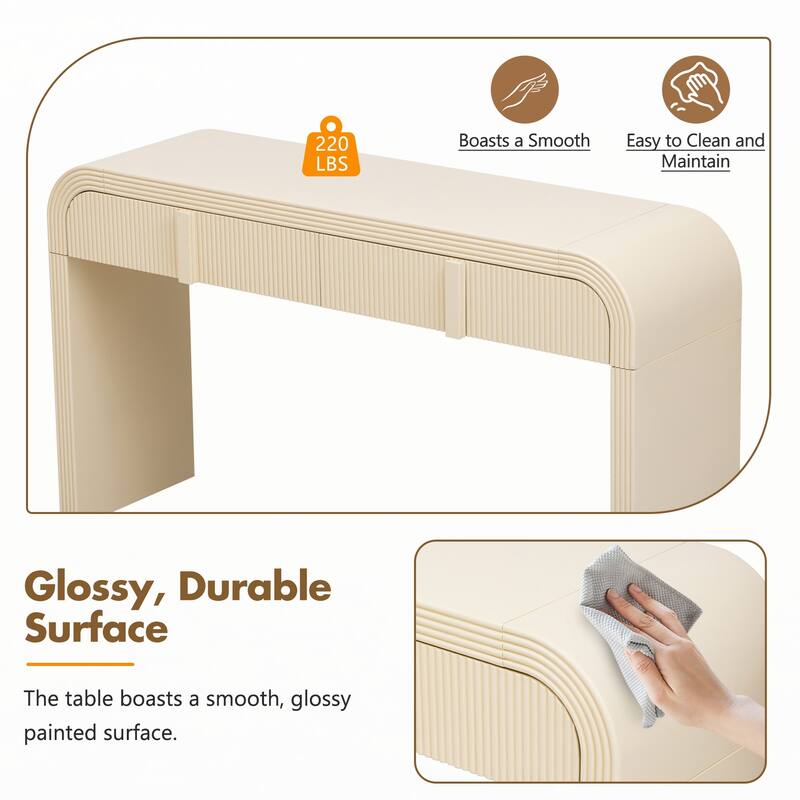 Modern Console Table with 2 Storage Drawers(Apricot Cream)