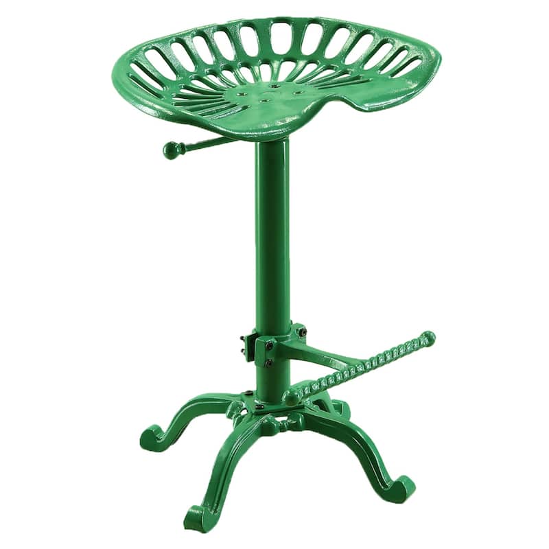 23" Black Iron Backless Adjustable Height Bar Chair - Green