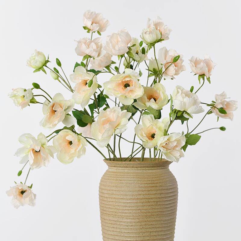 Silk Decorative Artificial Anemone cathayensis(Pack of 1 Branch)
