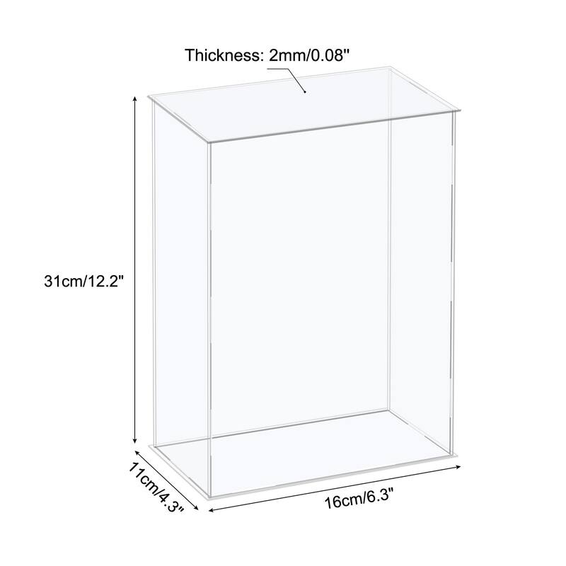 Acrylic Display Case Plastic Box Cube Storage Box Assemble Showcase - 6.3x4.3x12.2 Inch