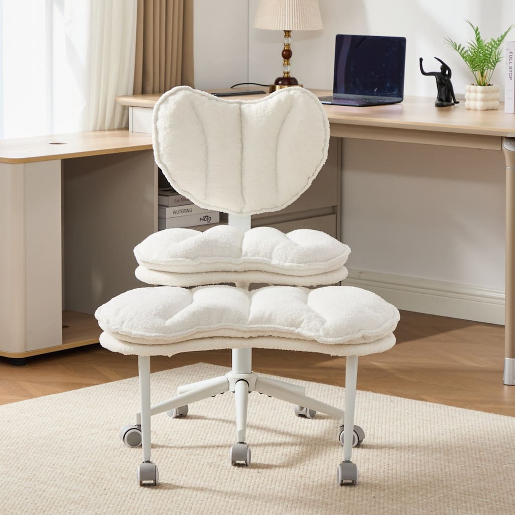 Meditation Chair Plus, Teddy Fleece Double-Layer Padding Cross Legged Rolling Chair for ADHD, Criss Cross Desk Chair