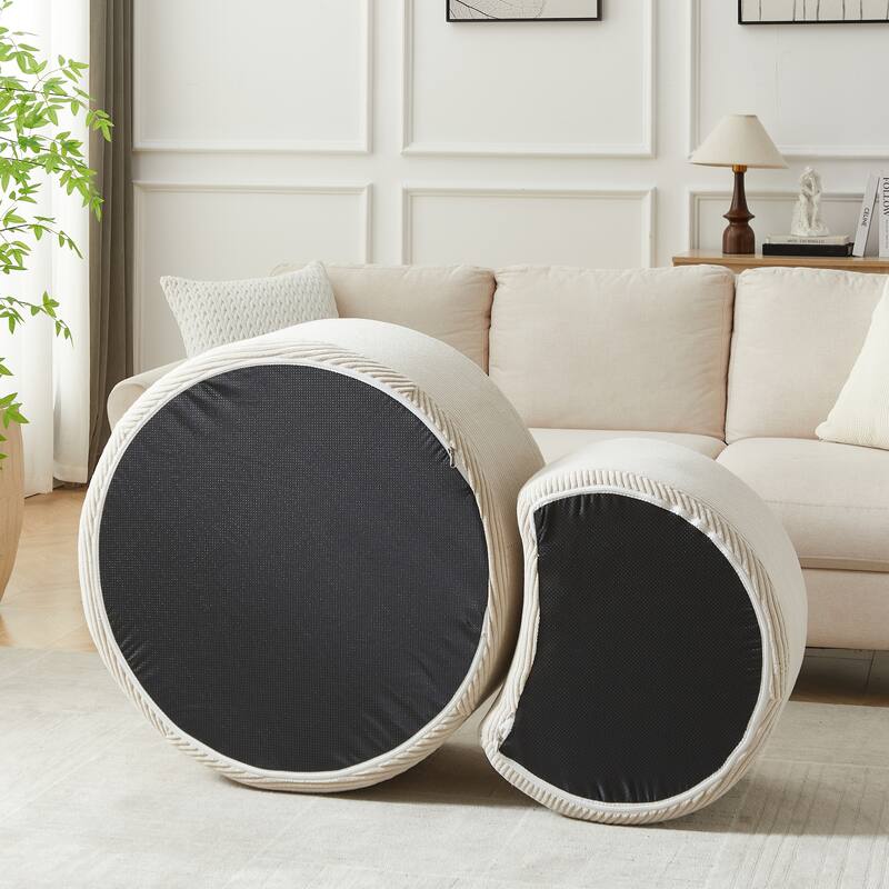 Nesting Coffee Table Set Of 2,Upholstered,Foam Round Coffee Table Side Table End Table Ottoman, No Assembly