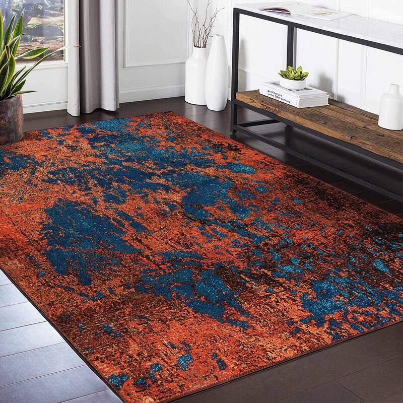 Garvee Area Rug Modern Abstract Area Rug Stain Resistant Non-Slip Rug