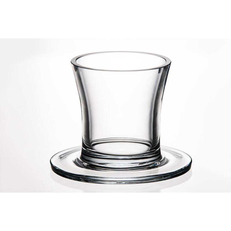 European Glass Top Hat Bowl-6.5" Diameter-W/ Blank Panel for engraving - 6.5" Diameter