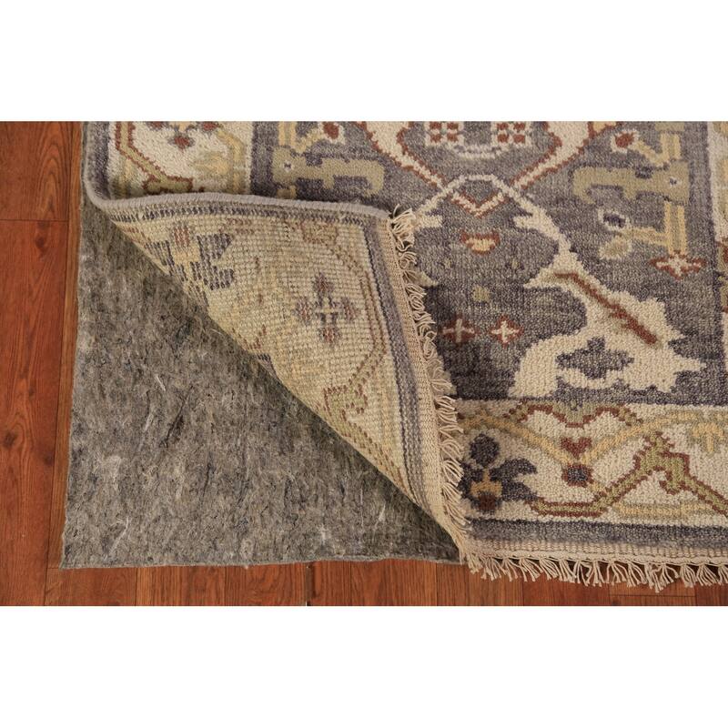 Gray & Ivory Oushak Indian Runner Rug Hand-Knotted Wool Carpet - 2'9"x 9'11"