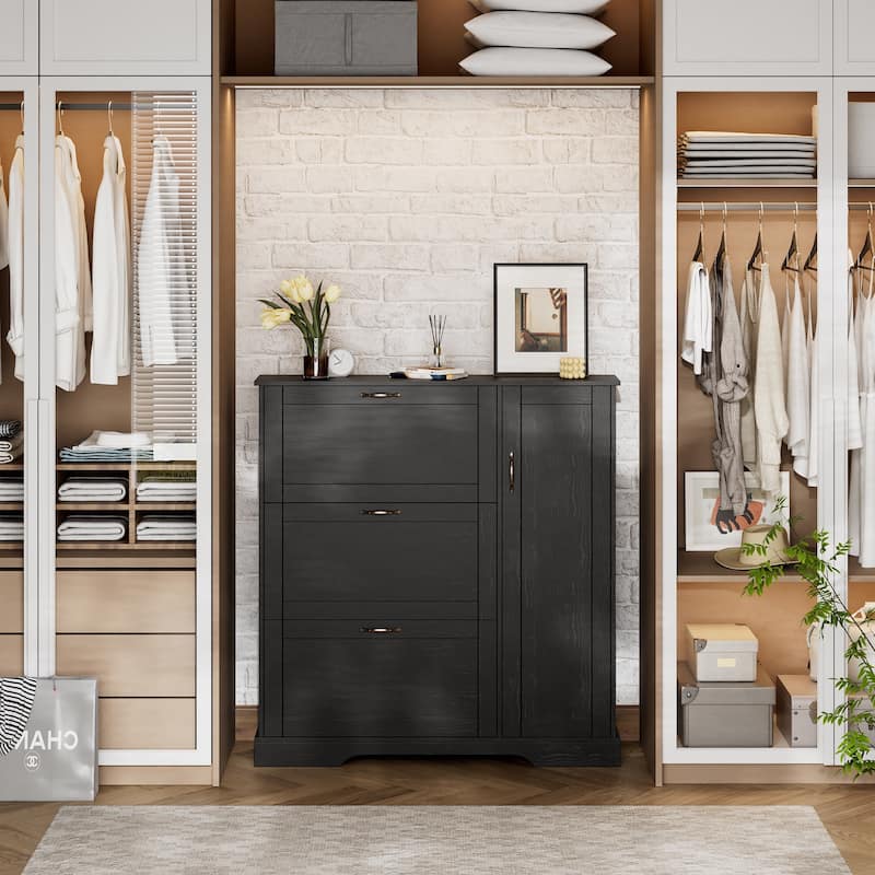 28 Pair Large Shoe Storage Cabinet with Adjustable Shelves - 48.8'' H X 46.9'' W X 10.2'' D
