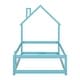 preview thumbnail 8 of 46, Toddler Floor Bed with Fences, House-shaped Headboard and Chimney, Twin Size No Slats Platform Bed for Kids Boys Girls