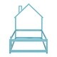 preview thumbnail 8 of 6, Twin Size Pine Wood Platform Bed Frame with House-Shaped Headboard Floor Bed with Full-Length Guardrails, Light Blue
