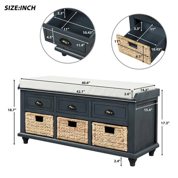 Rustic Storage Bench with 3 Drawers - Bed Bath & Beyond - 37426647