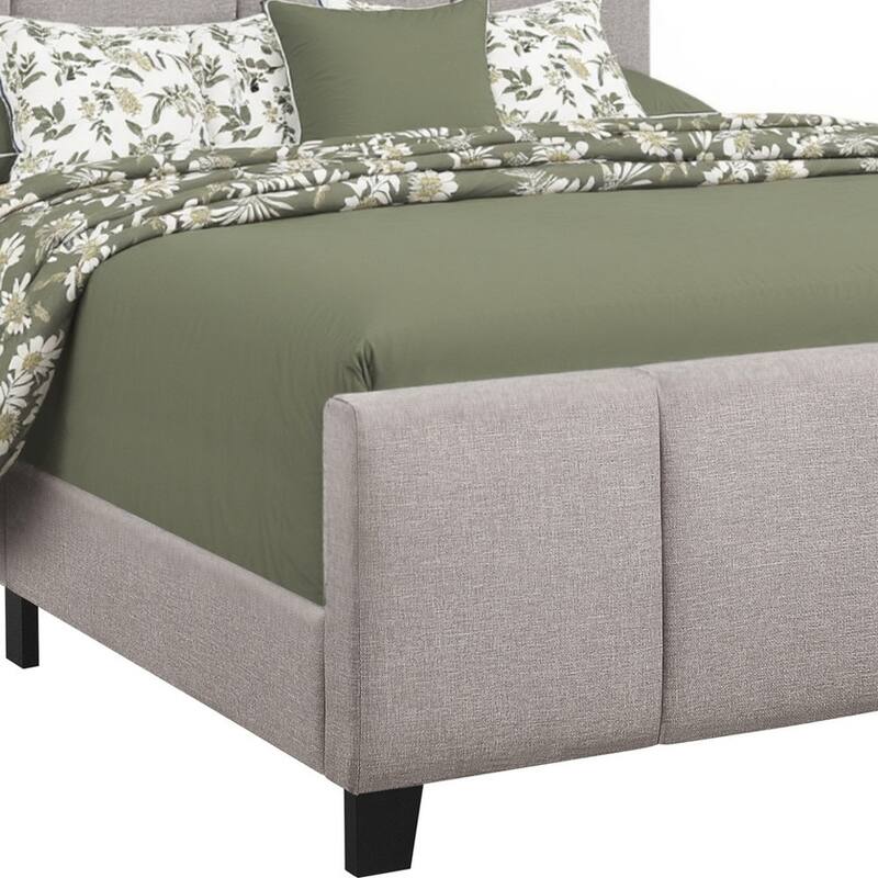 HomeRoots Gray and Black Tufted Linen Queen Bed Frame