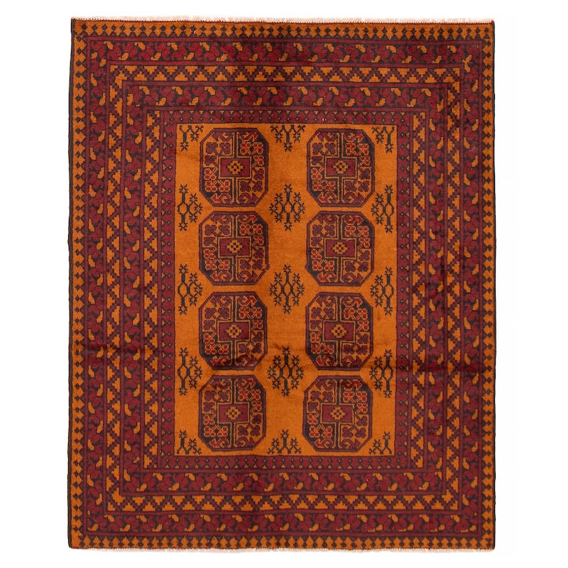ECARPETGALLERY Hand-knotted Uzbek Kargahi Burnt Orange Wool Rug - 4'10 x 6'2 - 4'10 x 6'2 - Burnt Orange