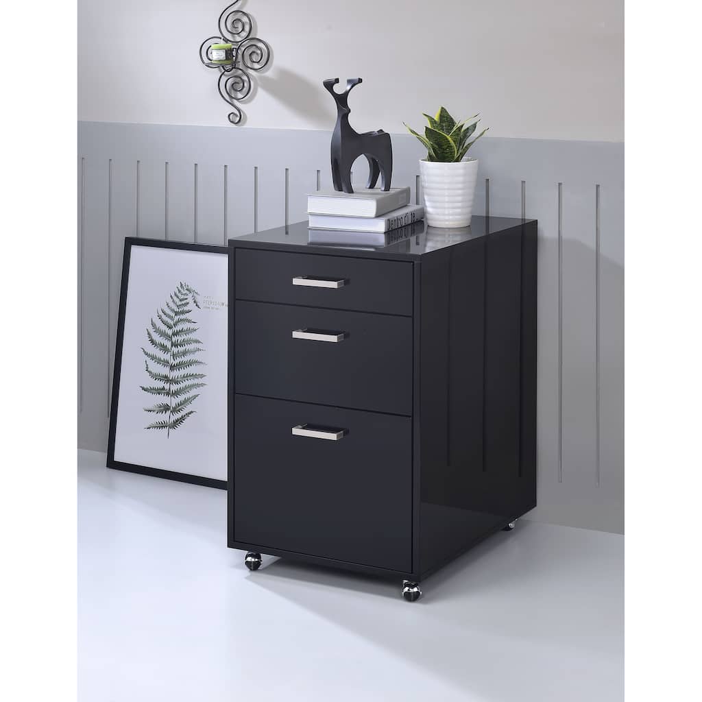 Coleen Black High Gloss & Chrome Finish Cabinet