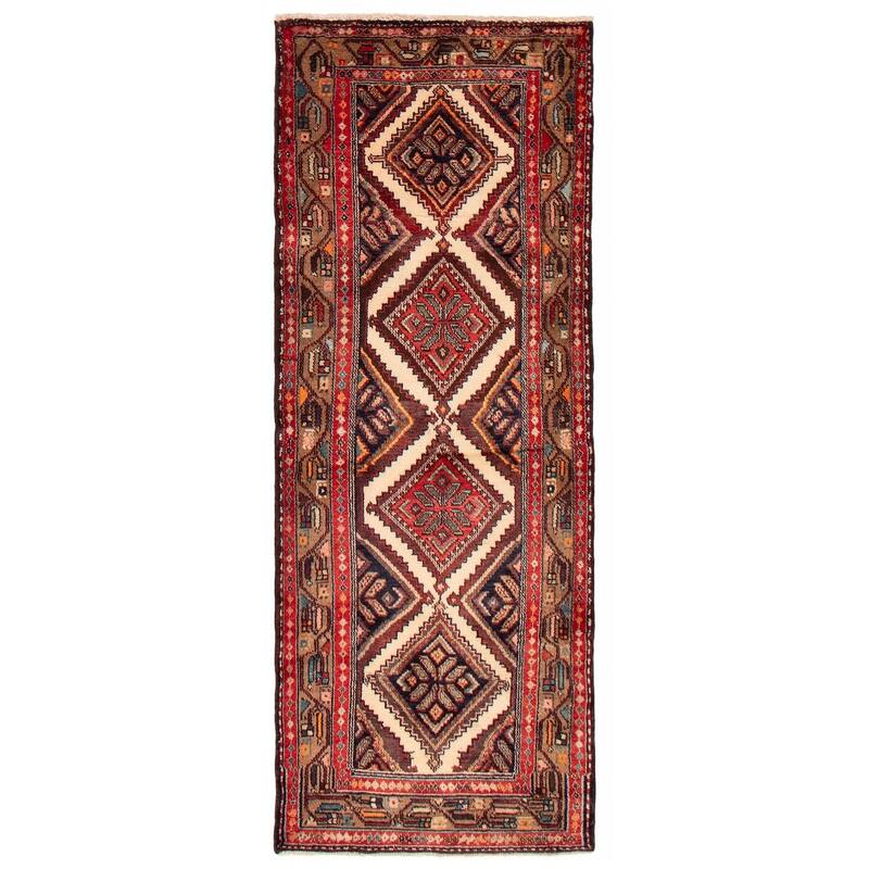 ECARPETGALLERY Hand-knotted Andelz Cream, Red Wool Rug - 2'7 x 6'11 - Cream/ Red - 2'7 x 6'11