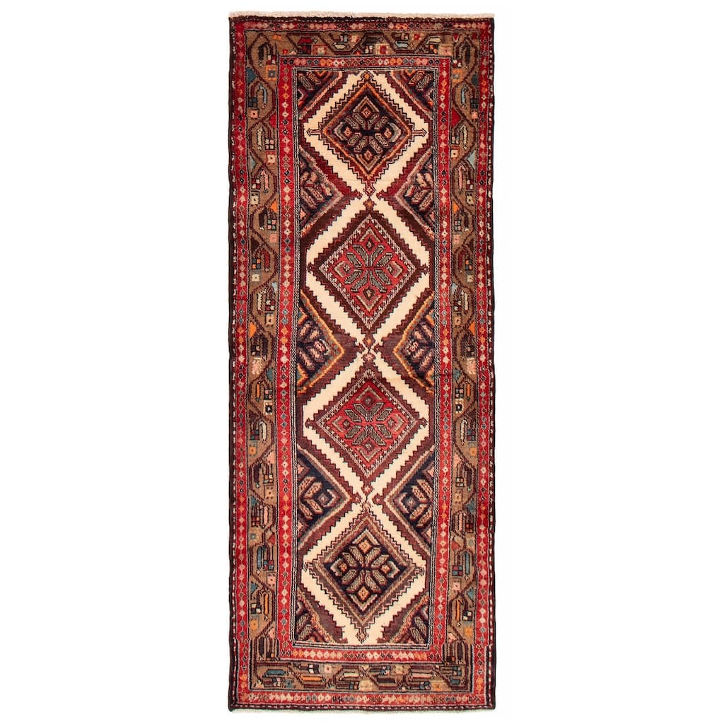 ECARPETGALLERY Hand-knotted Andelz Cream, Red Wool Rug - 2'7 x 6'11
