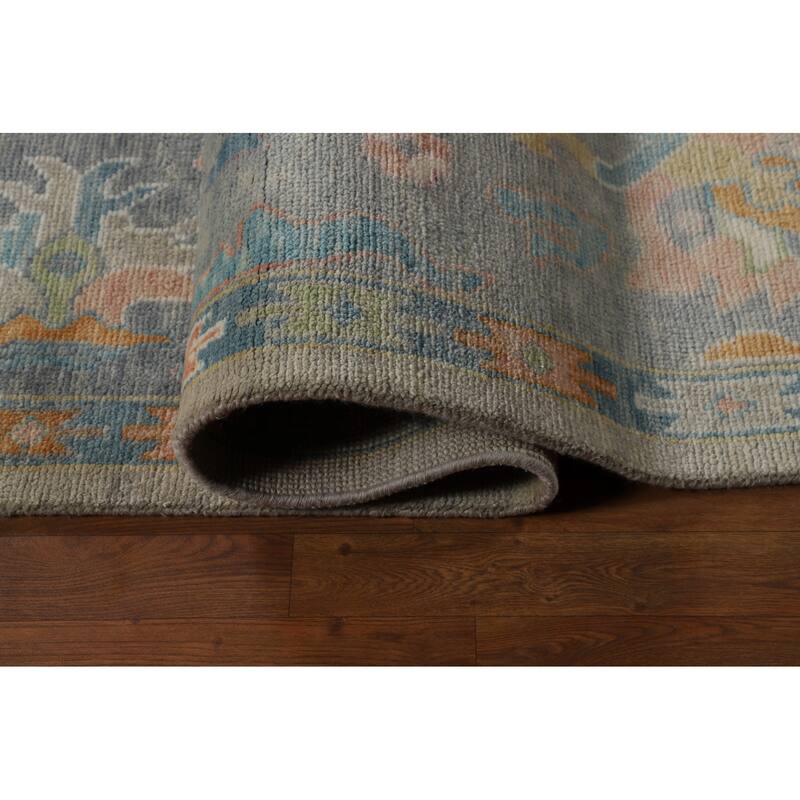 Transitional Oushak Area Rug Handmade Bedroom Wool Carpet - 9'1"x 12'0"