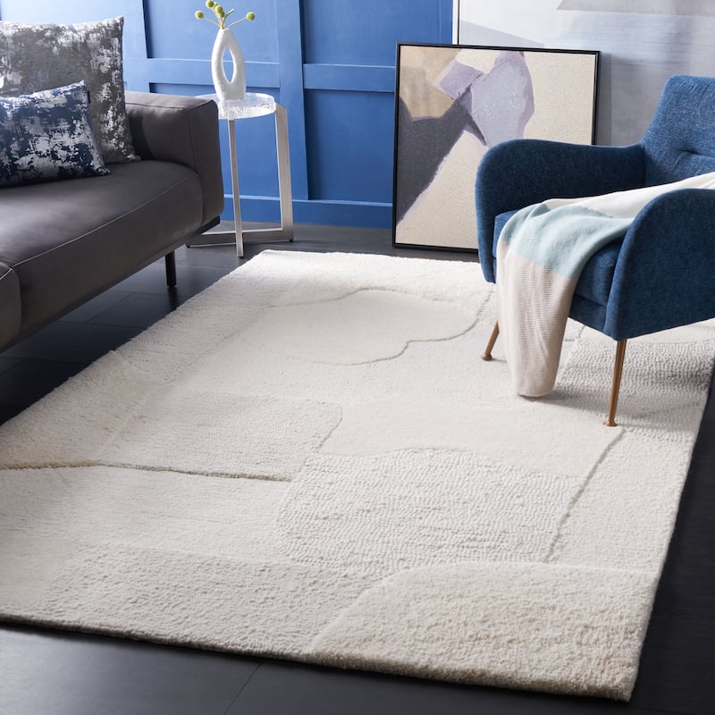 SAFAVIEH Handmade Manhattan Marijka Modern Wool Rug - 6' Square - Ivory/Beige